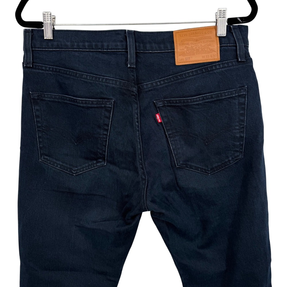Levi's 511 Slim Fit Jeans Men 33x30 Dark Indigo Excellent Dark Wash Denim - Picture 7 of 13